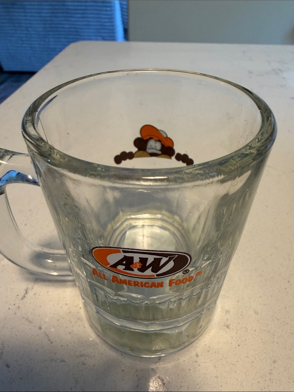 Mini Baby Baby Root Beer A&W All American Food Glass Mug - Clear with Orange Log